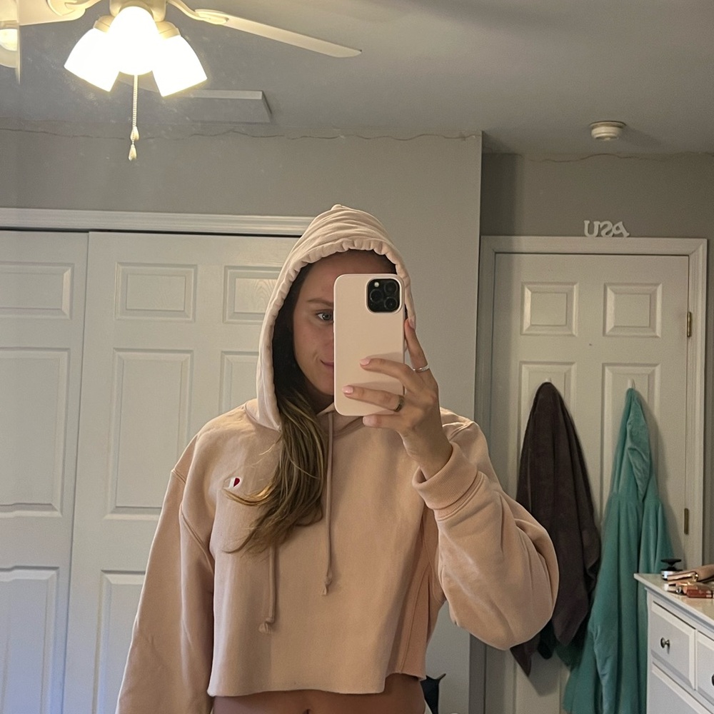 Champion Pink Long Sleeve Cropped Hoodie